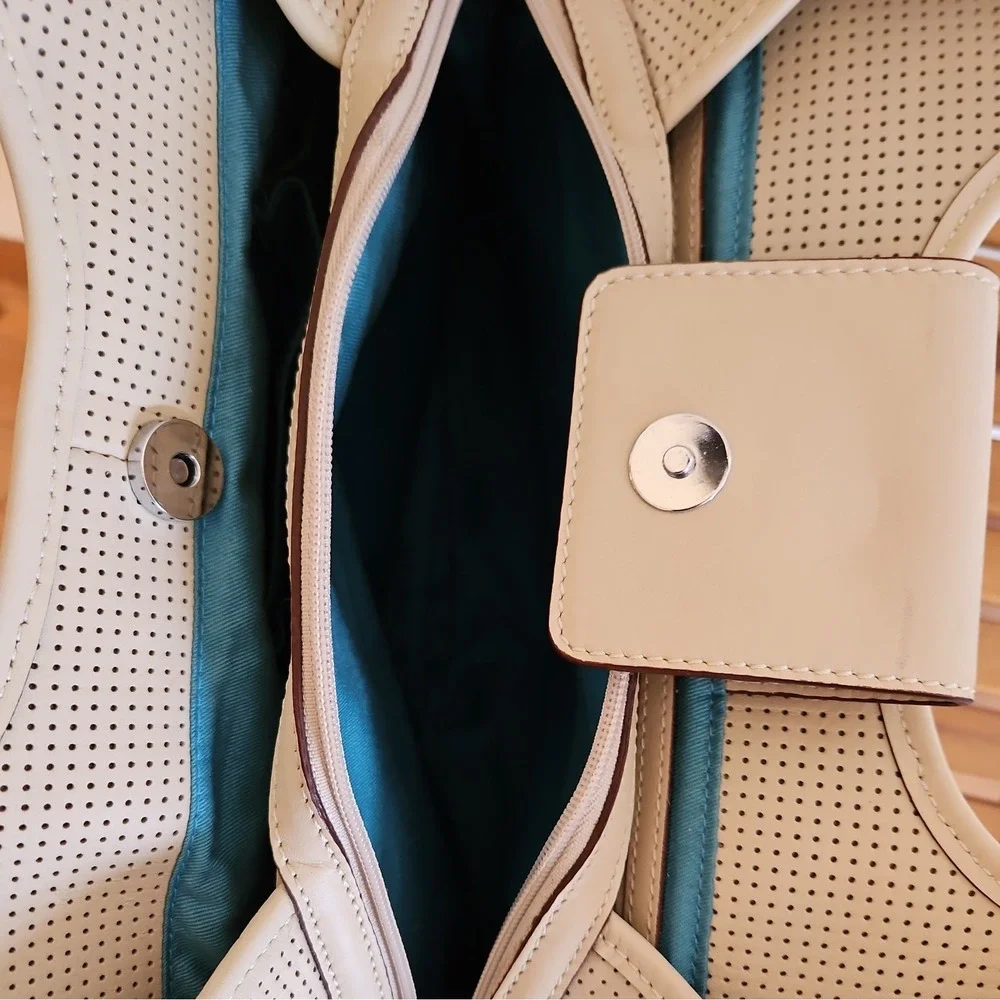 LEVENGER Perforated Leather‎ Ivory Large Hobo Bag